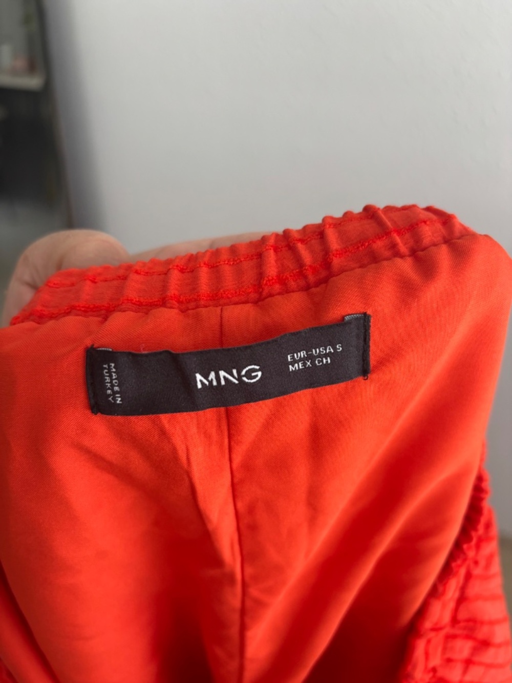 MANGO Crinkled Effect Orange Red Button Down Shirt + Wide Leg Pants (2 pc set) - Picture 6 of 12